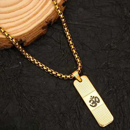 Vrishta Engraved Om 22K Gold Plated Necklace