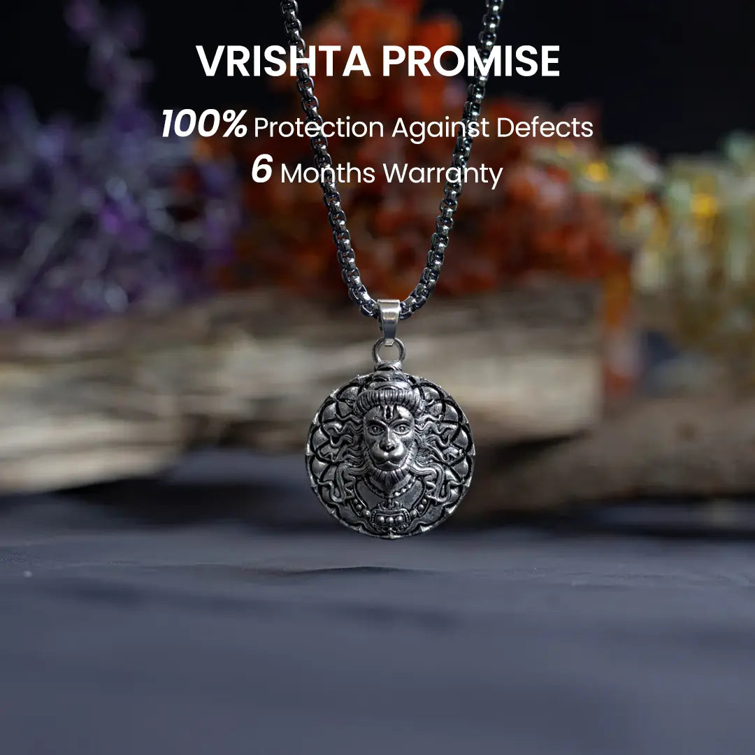 Vrishta Veer Hanuman Sterling Silver Coated Chain Pendant with Warranty Promise