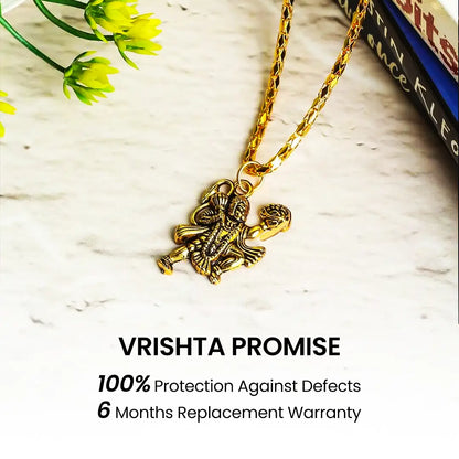 Vrishta Hanuman Shakti 22K Gold Plated Chain Pendant with 6-Month Replacement Warranty Promise