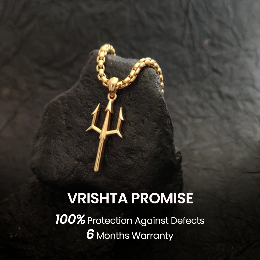 Vrishta Trishul 22K Gold Plated Chain Pendant