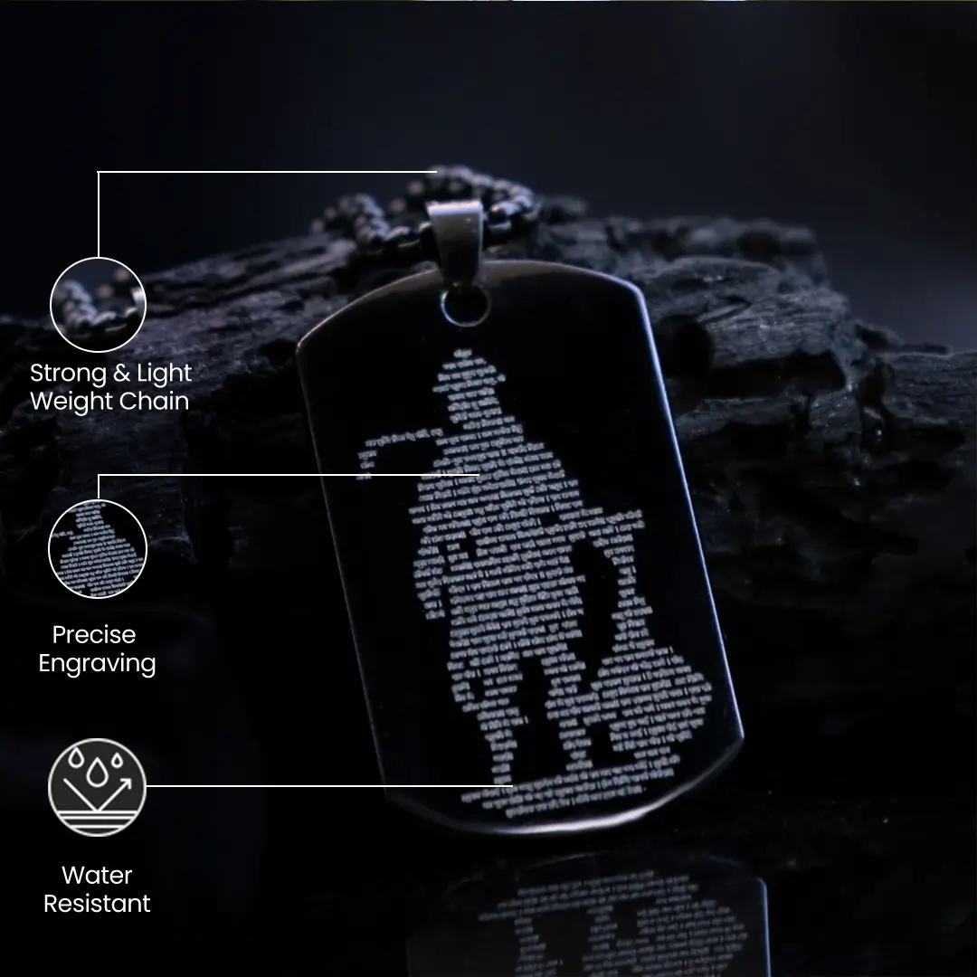 Close-up detailing of Vrishta Hanuman Chalisa Pendant with Chain