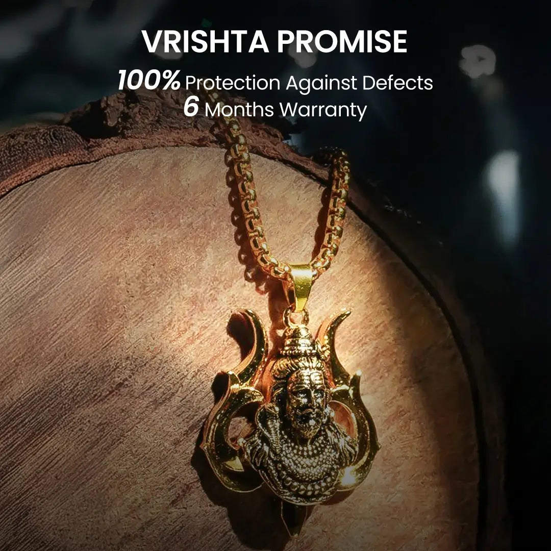 Vrishta Shankar Trishul 22K Gold Plated Chain Pendant with 6-Month Replacement Warranty Promise