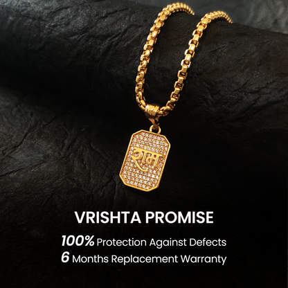 Vrishta Ram Ji 22K Gold Plated Diamond Studded Pendant with Chain