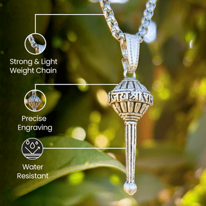 Vrishta Hanuman Ji Gada Sterling Silver Coated Chain Pendant