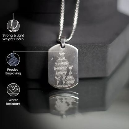 Intricate engraving details of Vrishta Hanuman Chalisa Pendant with Chain